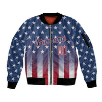 Personalized Team Name American Sleeve Zip Bomber Jacket USA Flag Fashion Sports