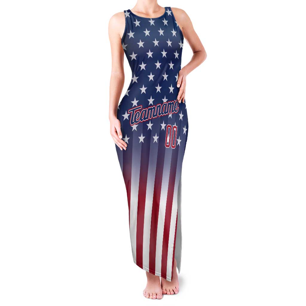 Personalized Team Name American Tank Maxi Dress USA Flag Fashion Sports