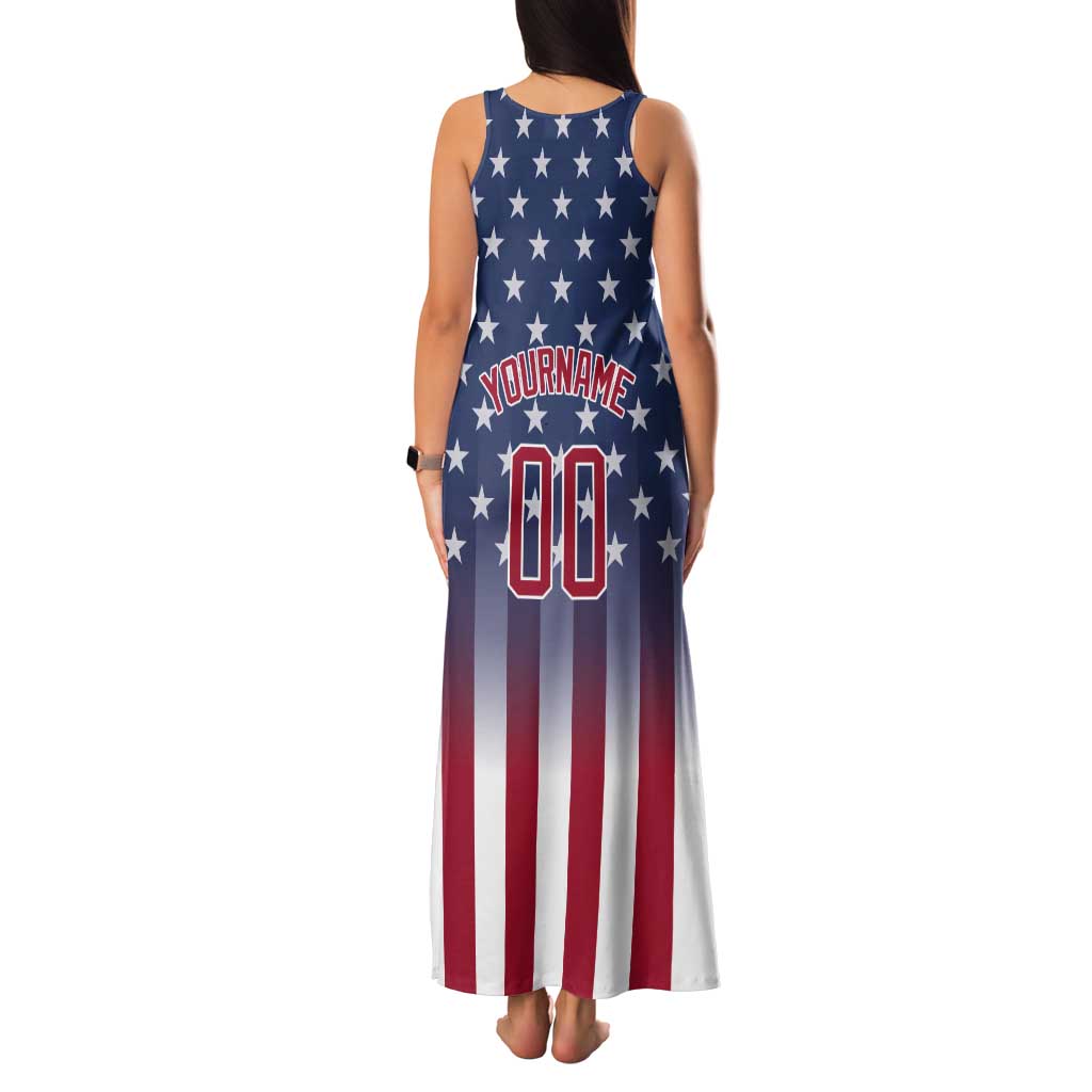 Personalized Team Name American Tank Maxi Dress USA Flag Fashion Sports