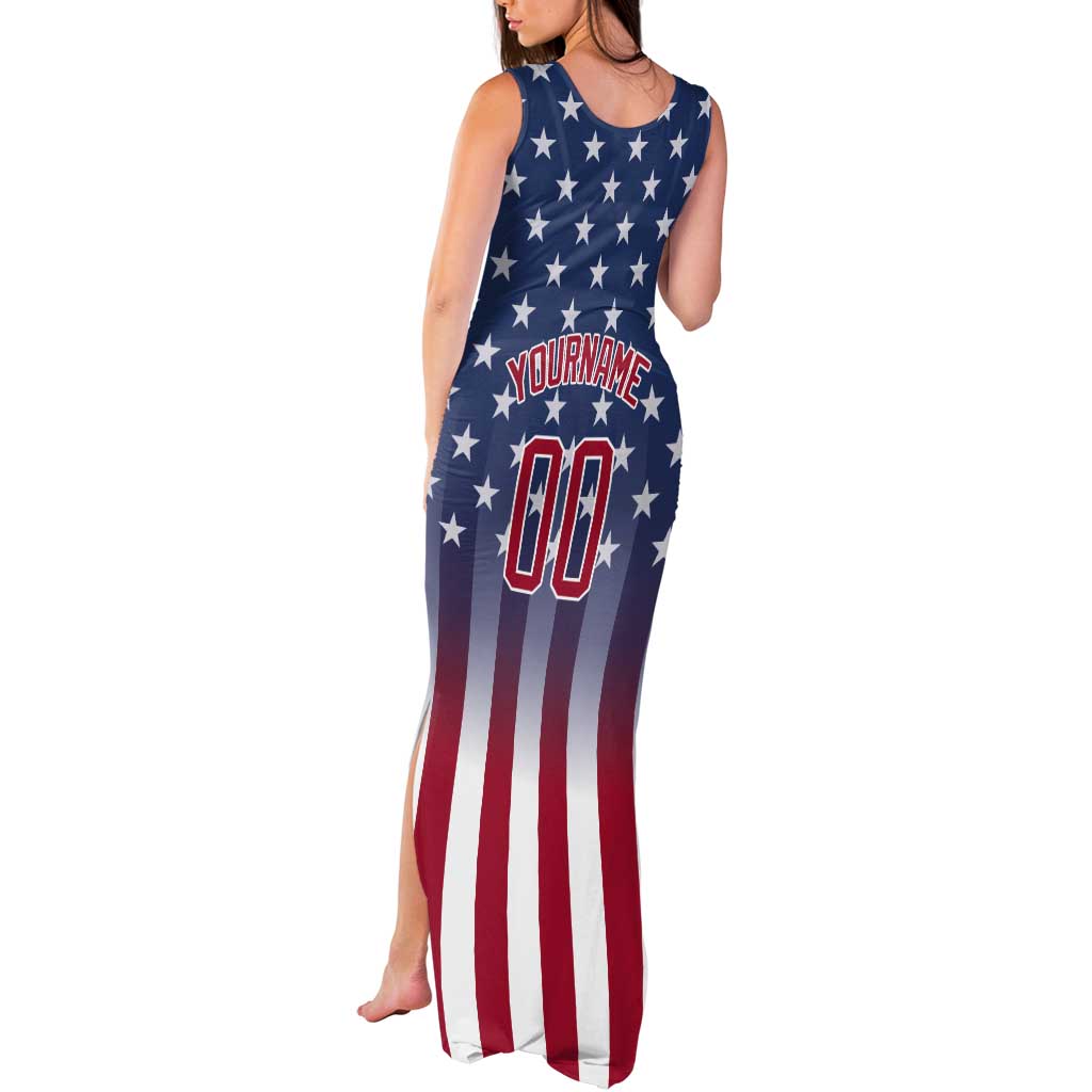 Personalized Team Name American Tank Maxi Dress USA Flag Fashion Sports