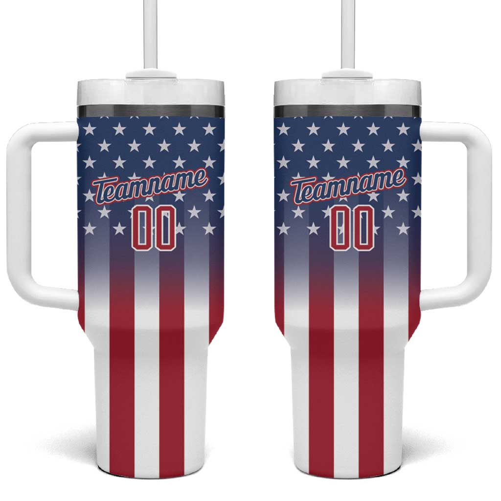 Personalized Team Name American Tumbler With Handle USA Flag Fashion Sports
