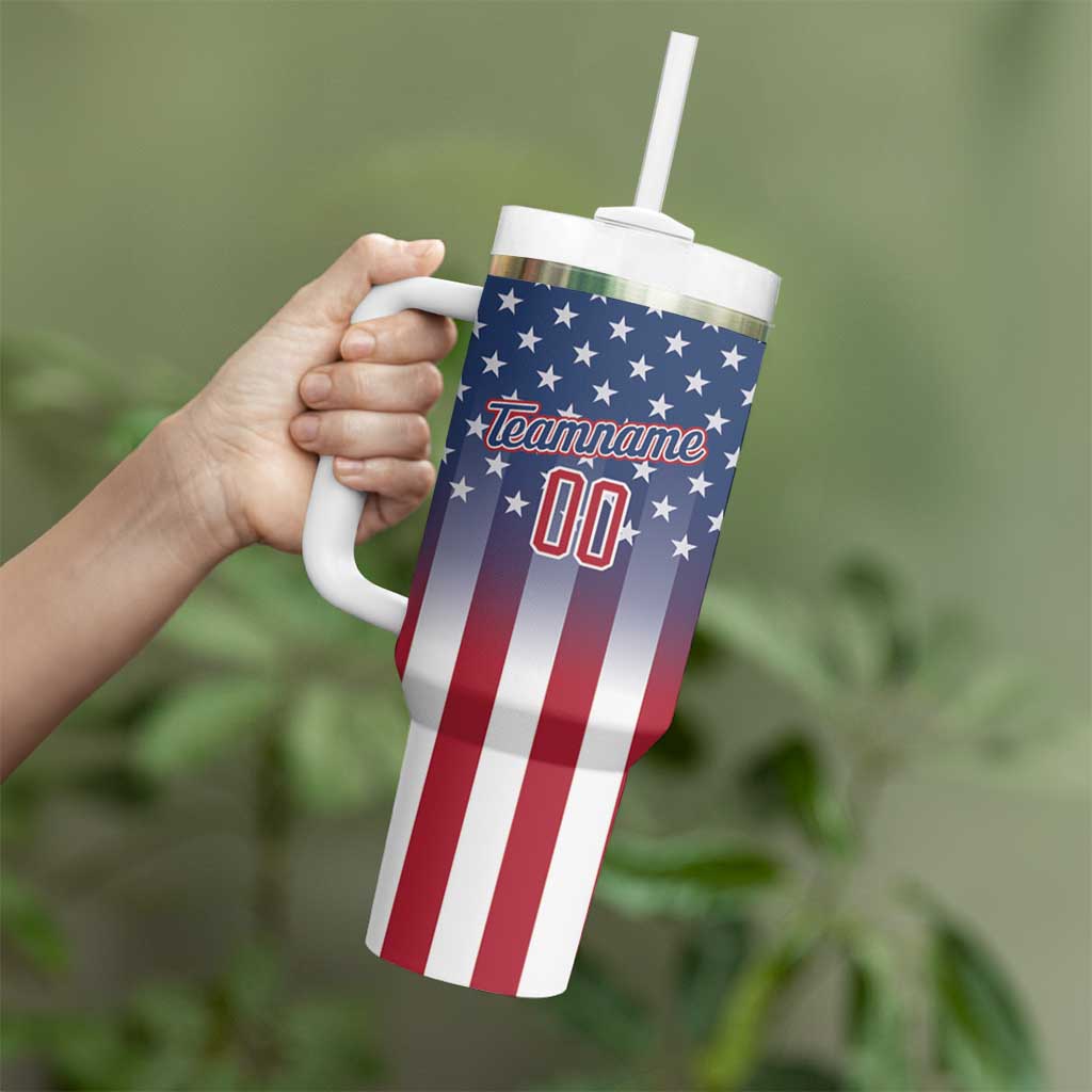 Personalized Team Name American Tumbler With Handle USA Flag Fashion Sports