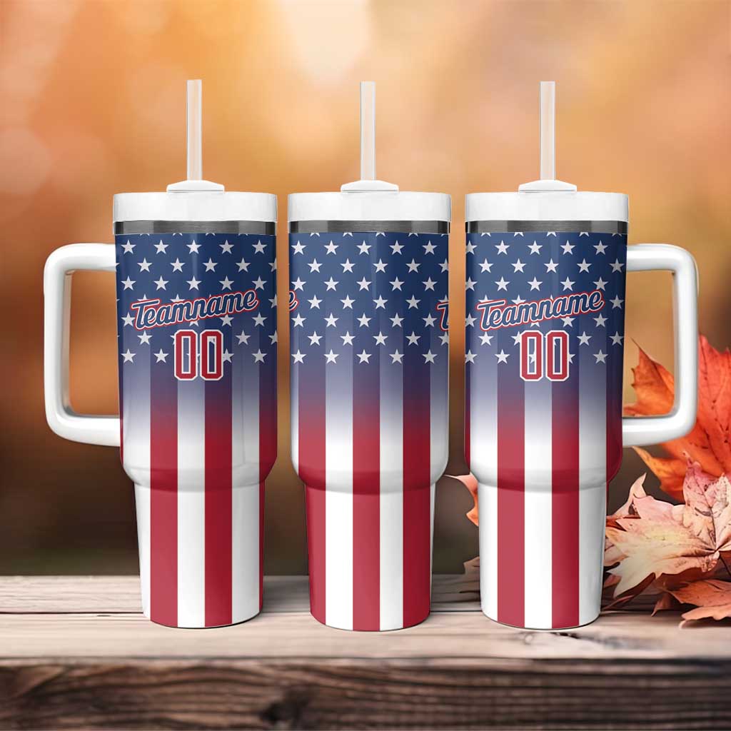Personalized Team Name American Tumbler With Handle USA Flag Fashion Sports