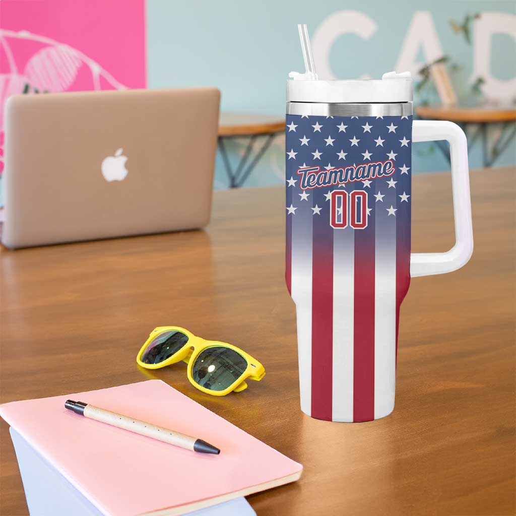 Personalized Team Name American Tumbler With Handle USA Flag Fashion Sports