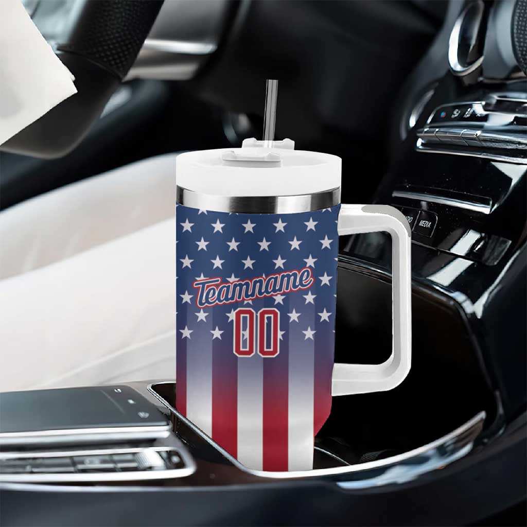 Personalized Team Name American Tumbler With Handle USA Flag Fashion Sports