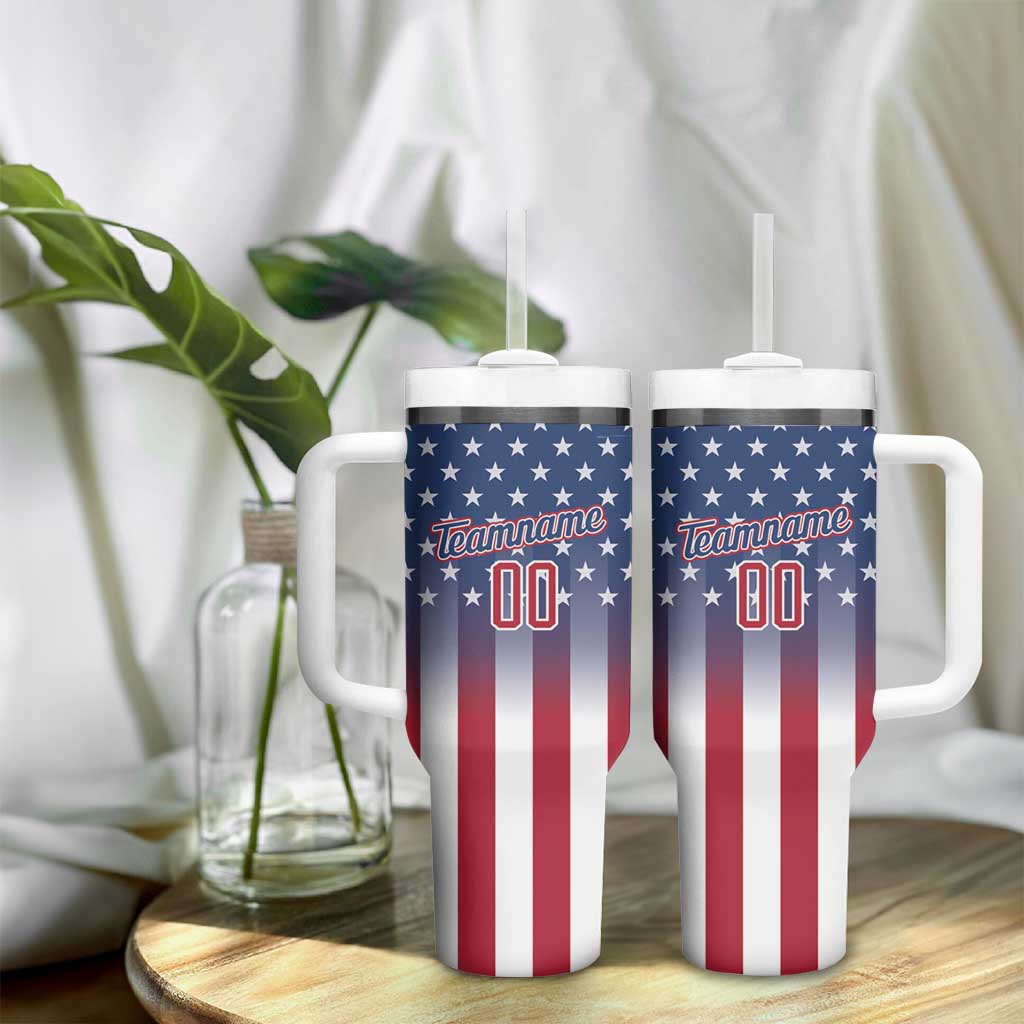 Personalized Team Name American Tumbler With Handle USA Flag Fashion Sports