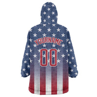Personalized Team Name American Wearable Blanket Hoodie USA Flag Fashion Sports