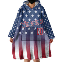 Personalized Team Name American Wearable Blanket Hoodie USA Flag Fashion Sports