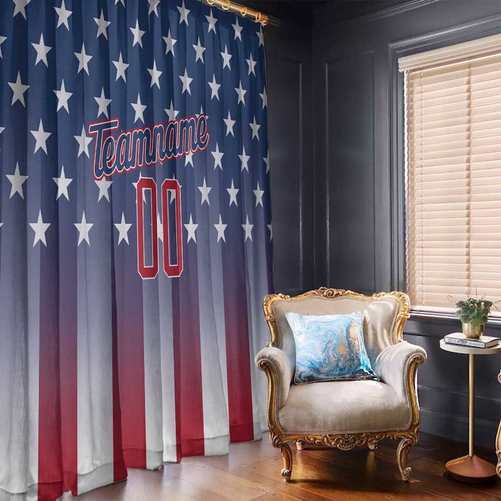 Personalized Team Name American Window Curtain USA Flag Fashion Sports