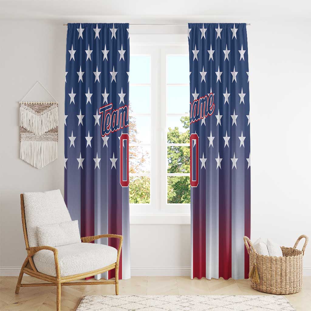 Personalized Team Name American Window Curtain USA Flag Fashion Sports