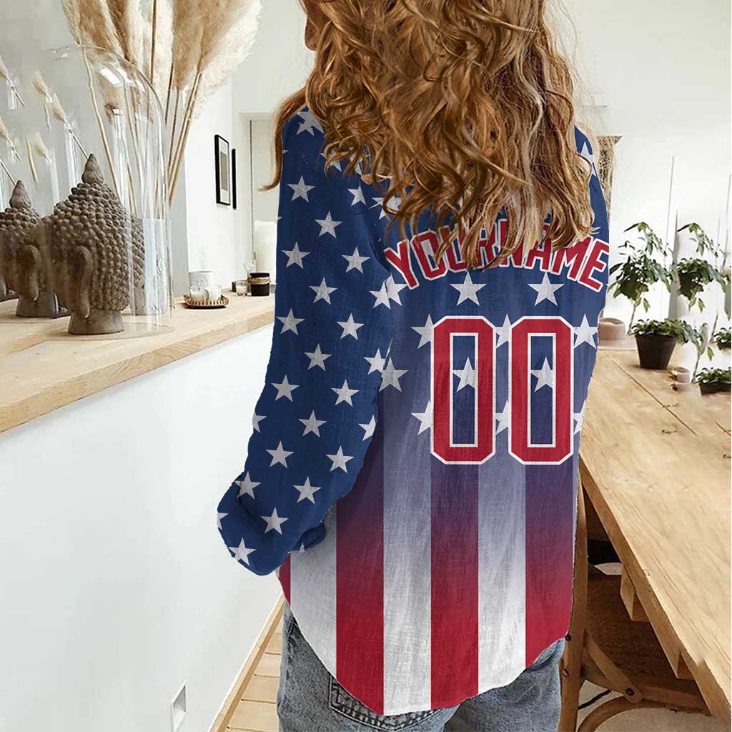 Personalized Team Name American Women Casual Shirt USA Flag Fashion Sports