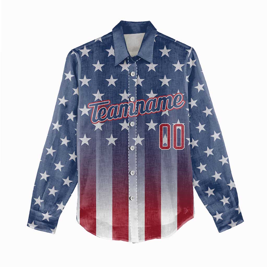 Personalized Team Name American Women Casual Shirt USA Flag Fashion Sports