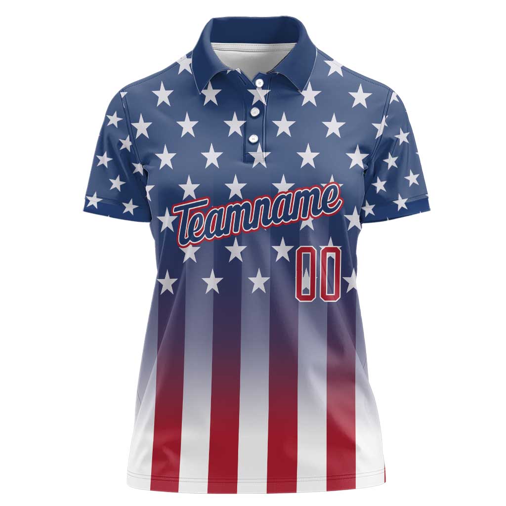 Personalized Team Name American Women Polo Shirt USA Flag Fashion Sports