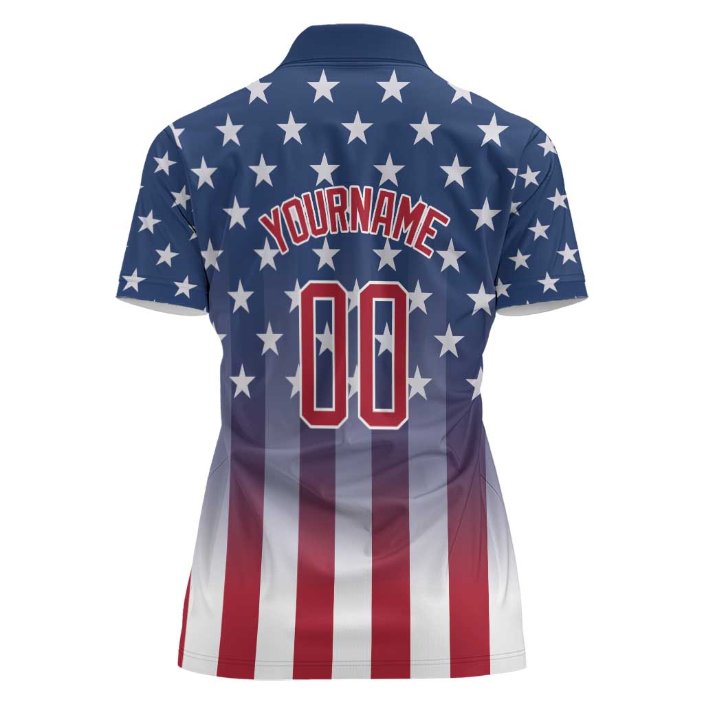 Personalized Team Name American Women Polo Shirt USA Flag Fashion Sports