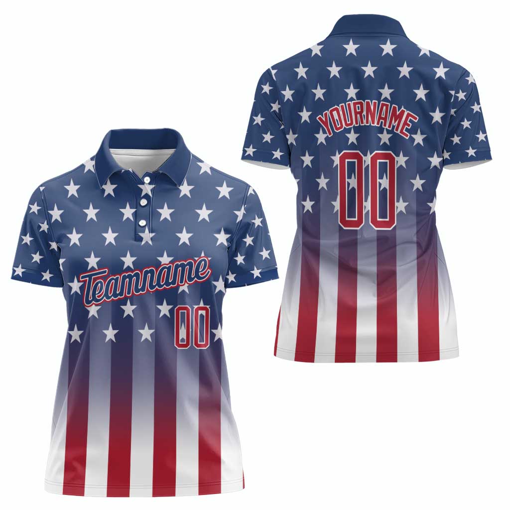 Personalized Team Name American Women Polo Shirt USA Flag Fashion Sports