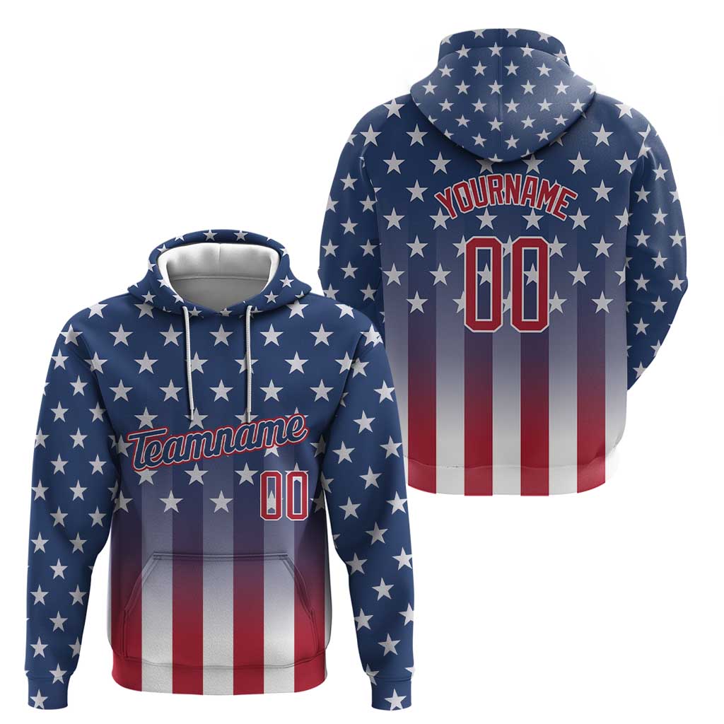 Personalized Team Name American Zip Hoodie USA Flag Fashion Sports