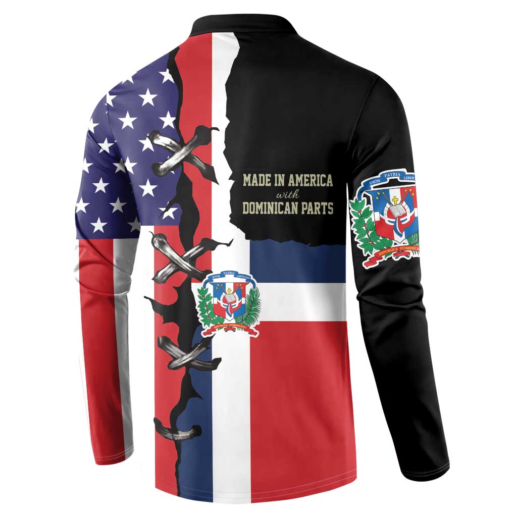 Dominican Republic Button Sweatshirt Made In America with Dominican Parts DT03