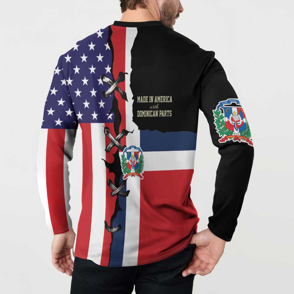 Dominican Republic Button Sweatshirt Made In America with Dominican Parts DT03