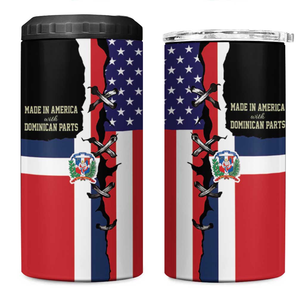 Dominican Republic 4 in 1 Can Cooler Tumbler Made In America with Dominican Parts DT03