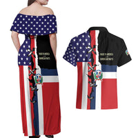 Dominican Republic Couples Matching Off Shoulder Maxi Dress and Hawaiian Shirt Made In America with Dominican Parts DT03