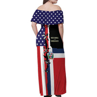 Dominican Republic Family Matching Off Shoulder Maxi Dress and Hawaiian Shirt Made In America with Dominican Parts DT03