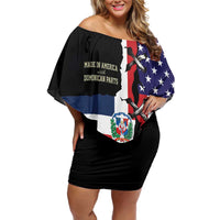 Dominican Republic Family Matching Off Shoulder Short Dress and Hawaiian Shirt Made In America with Dominican Parts DT03