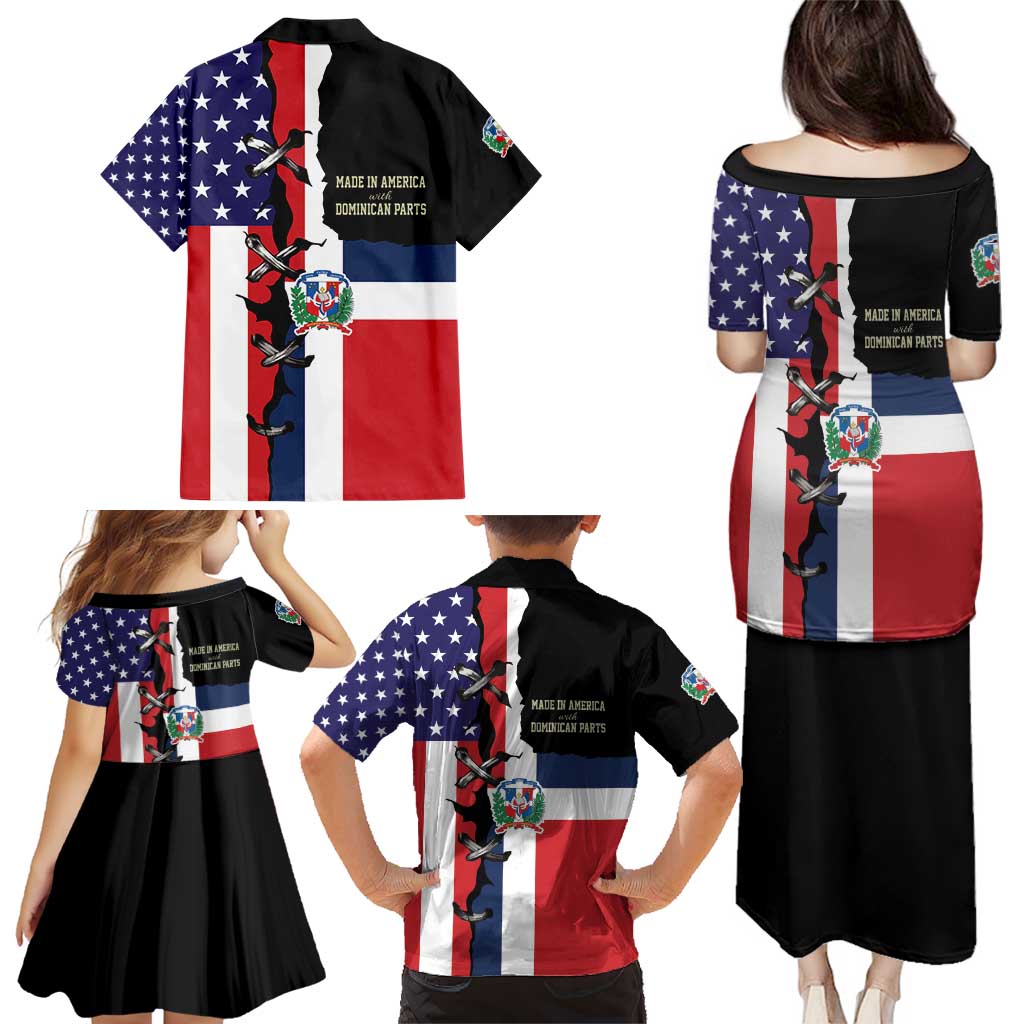 Dominican Republic Family Matching Puletasi and Hawaiian Shirt Made In America with Dominican Parts DT03