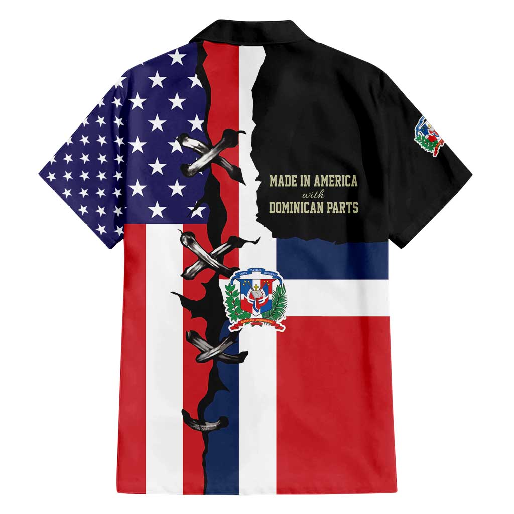 Dominican Republic Family Matching Short Sleeve Bodycon Dress and Hawaiian Shirt Made In America with Dominican Parts DT03