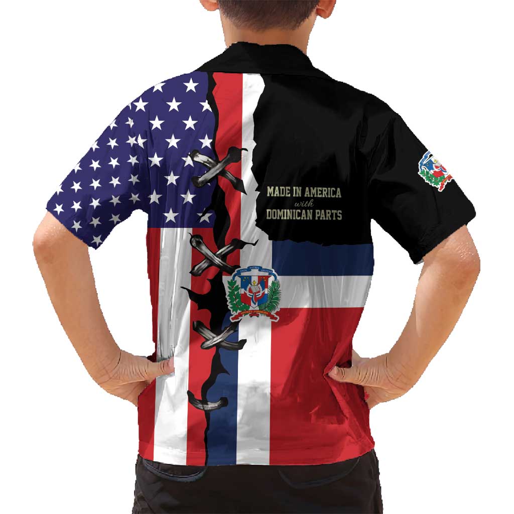 Dominican Republic Family Matching Summer Maxi Dress and Hawaiian Shirt Made In America with Dominican Parts DT03