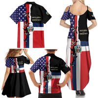 Dominican Republic Family Matching Summer Maxi Dress and Hawaiian Shirt Made In America with Dominican Parts DT03