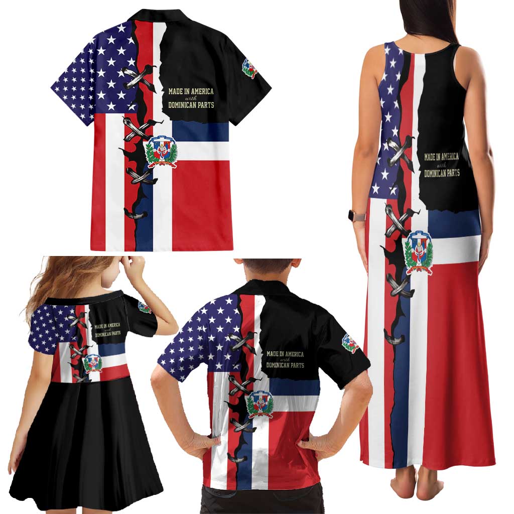 Dominican Republic Family Matching Tank Maxi Dress and Hawaiian Shirt Made In America with Dominican Parts DT03