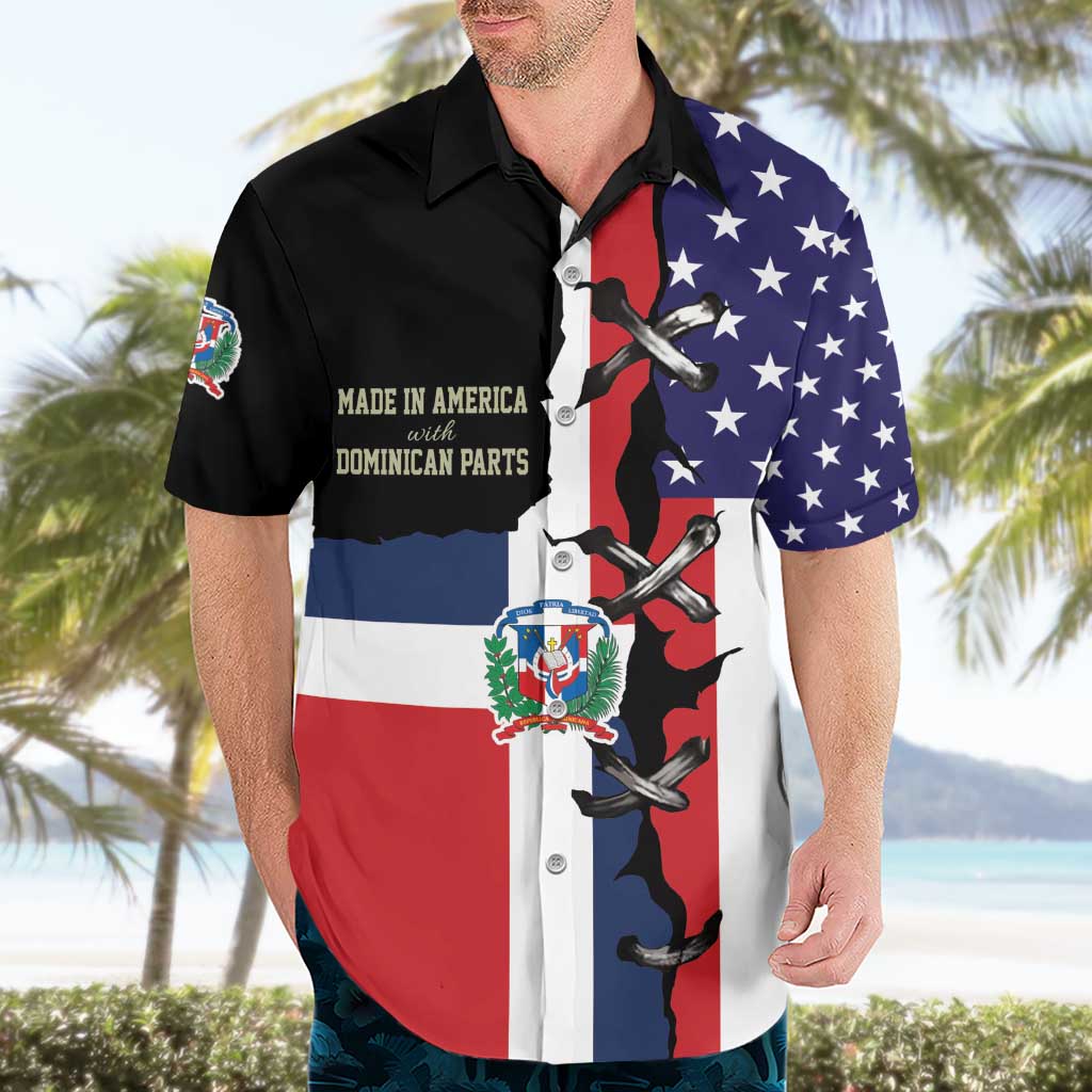 Dominican Republic Hawaiian Shirt Made In America with Dominican Parts DT03
