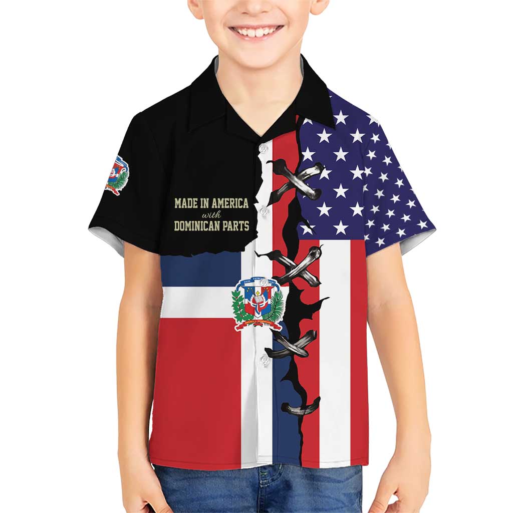 Dominican Republic Kid Hawaiian Shirt Made In America with Dominican Parts DT03