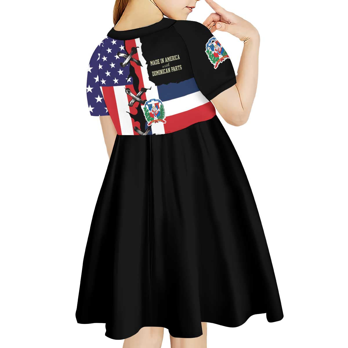 Dominican Republic Kid Short Sleeve Dress Made In America with Dominican Parts DT03
