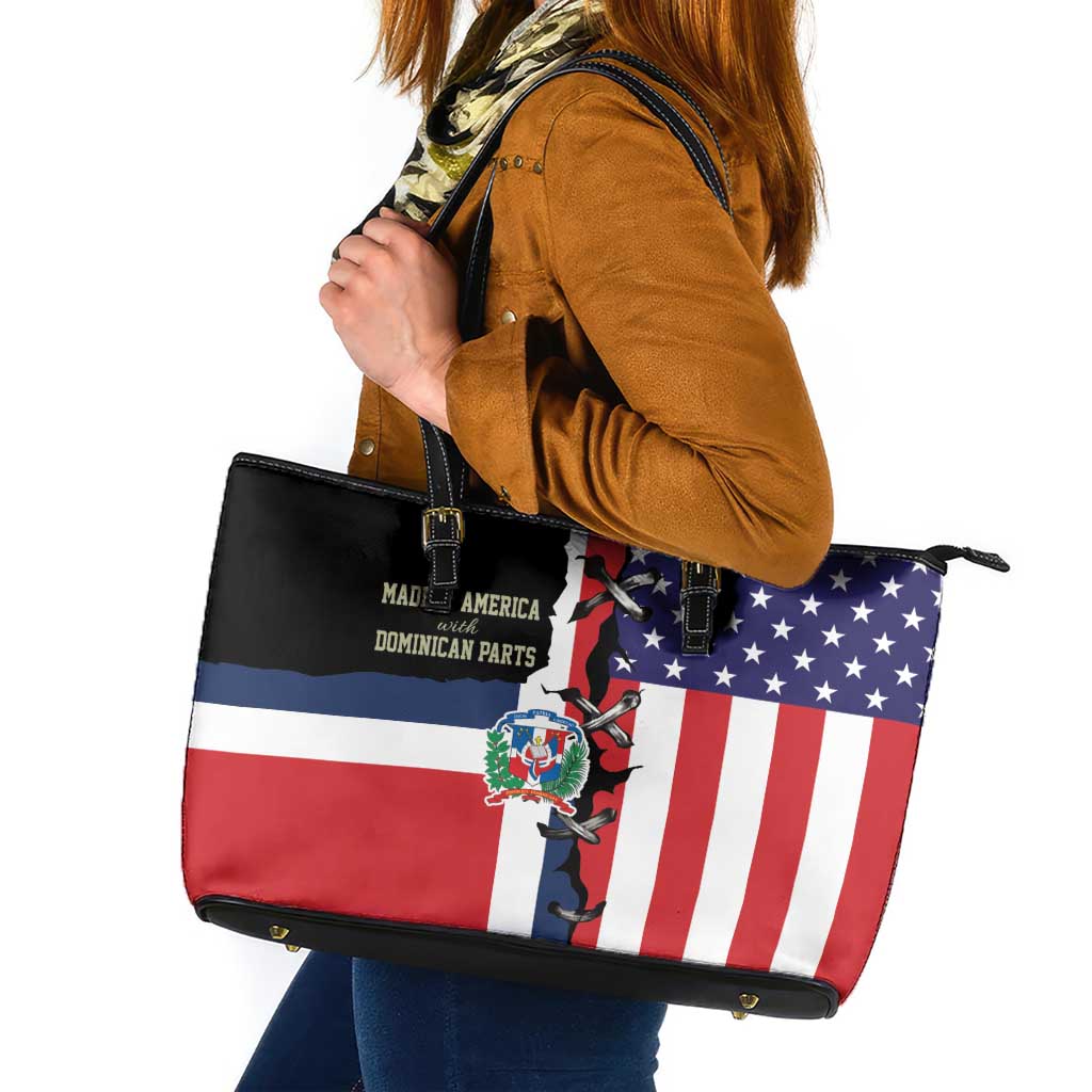 Dominican Republic Leather Tote Bag Made In America with Dominican Parts DT03