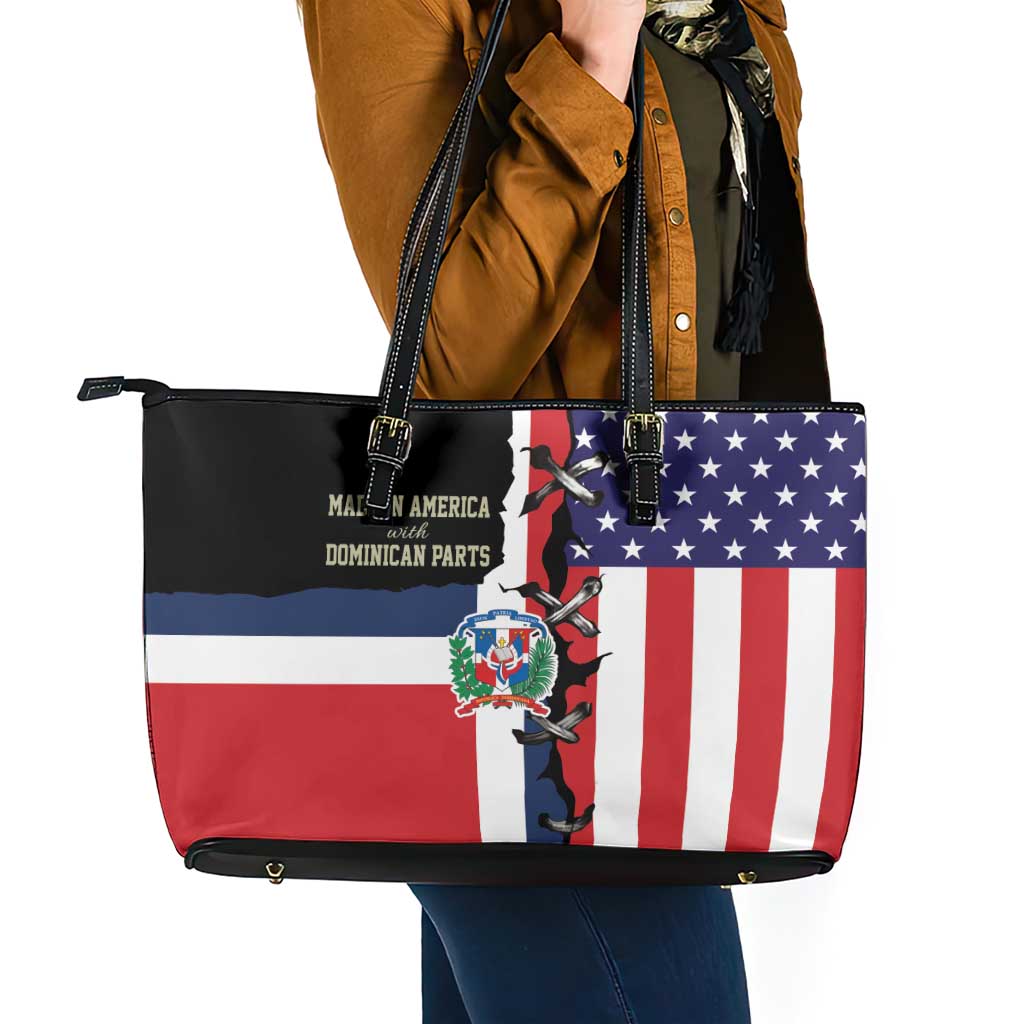 Dominican Republic Leather Tote Bag Made In America with Dominican Parts DT03