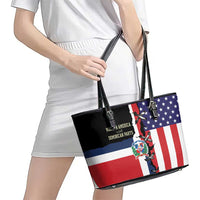 Dominican Republic Leather Tote Bag Made In America with Dominican Parts DT03
