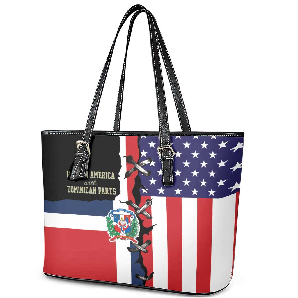 Dominican Republic Leather Tote Bag Made In America with Dominican Parts DT03