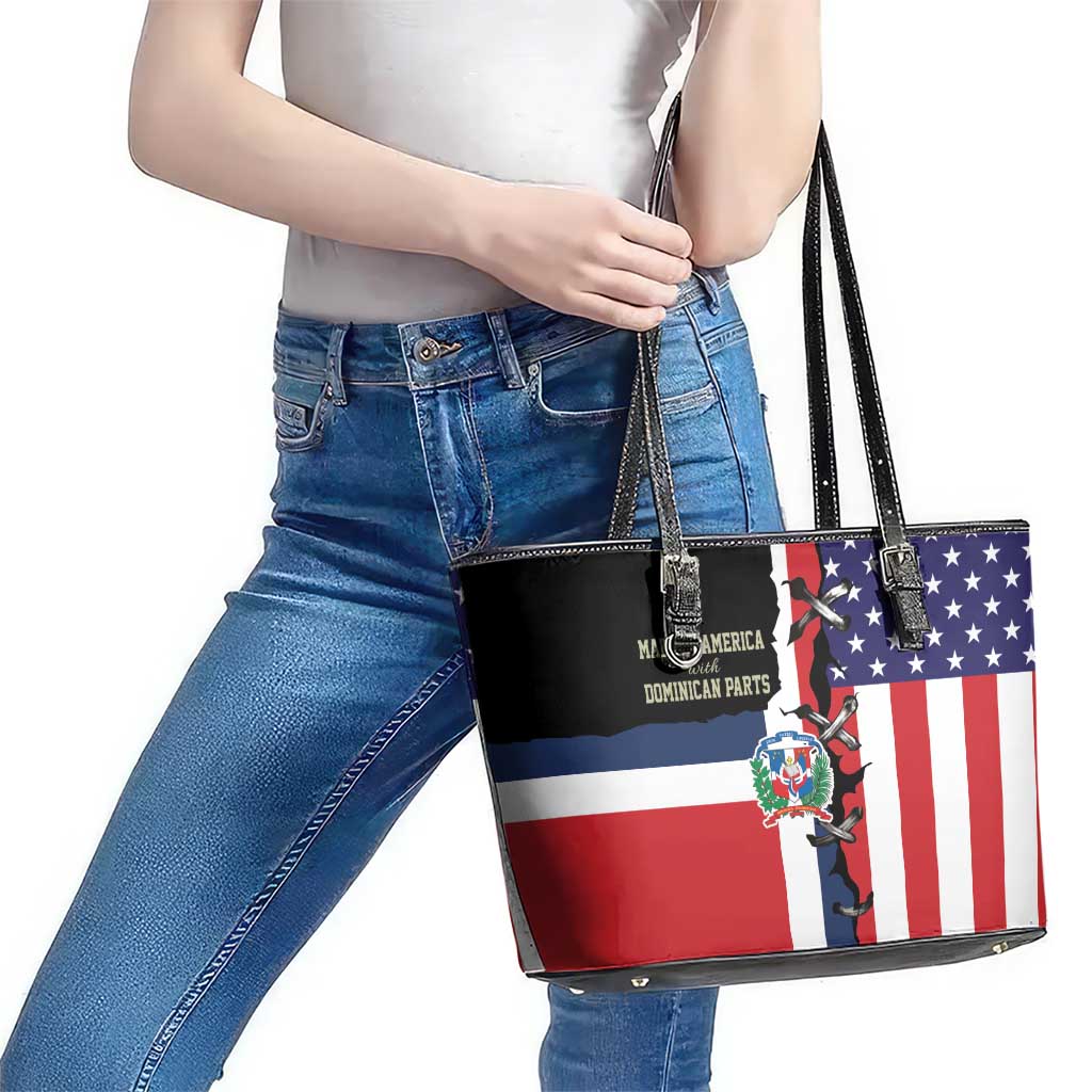 Dominican Republic Leather Tote Bag Made In America with Dominican Parts DT03