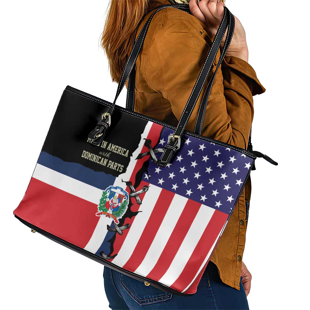 Dominican Republic Leather Tote Bag Made In America with Dominican Parts DT03