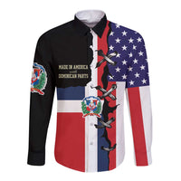 Dominican Republic Long Sleeve Button Shirt Made In America with Dominican Parts DT03