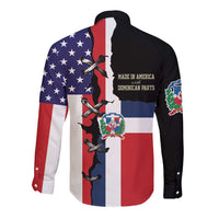 Dominican Republic Long Sleeve Button Shirt Made In America with Dominican Parts DT03