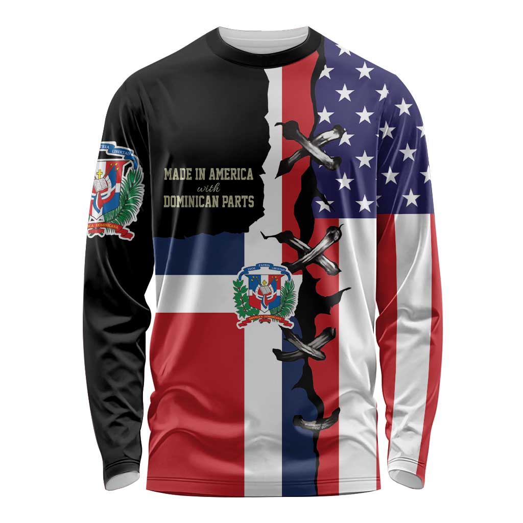 Dominican Republic Long Sleeve Shirt Made In America with Dominican Parts DT03