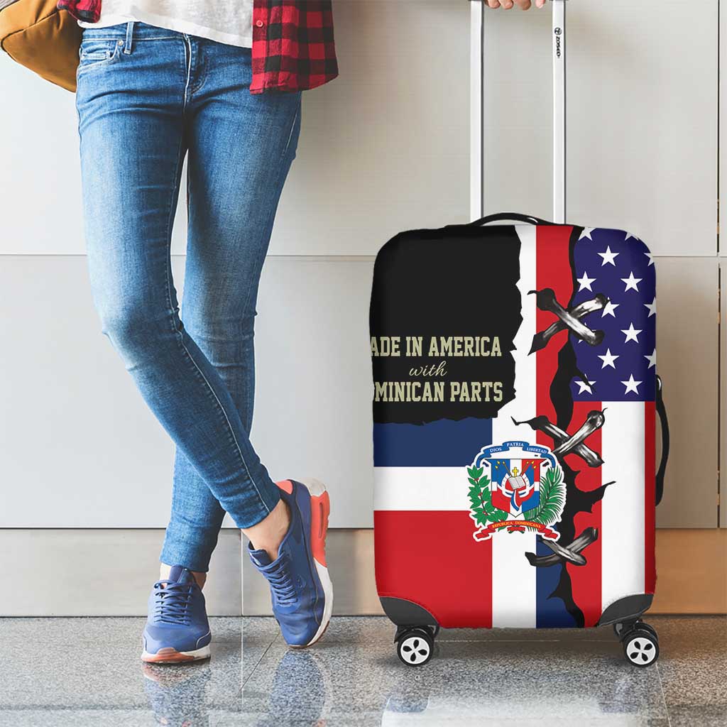 Dominican Republic Luggage Cover Made In America with Dominican Parts DT03