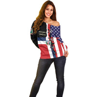 Dominican Republic Off Shoulder Sweater Made In America with Dominican Parts DT03