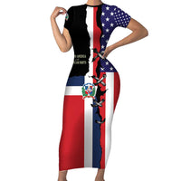 Dominican Republic Short Sleeve Bodycon Dress Made In America with Dominican Parts DT03