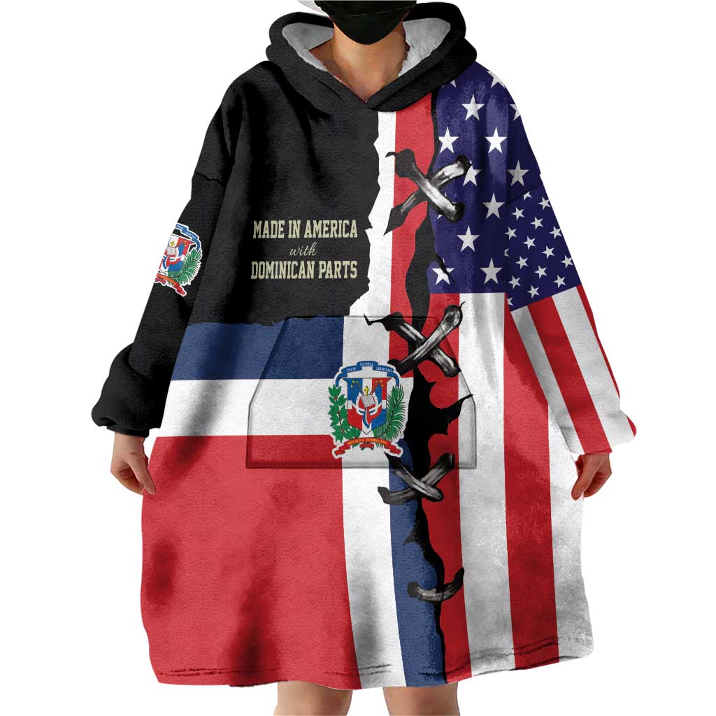 Dominican Republic Wearable Blanket Hoodie Made In America with Dominican Parts DT03