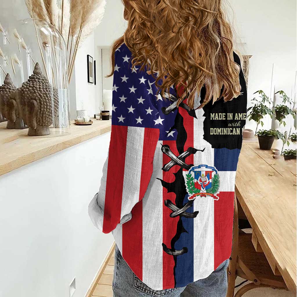 Dominican Republic Women Casual Shirt Made In America with Dominican Parts DT03