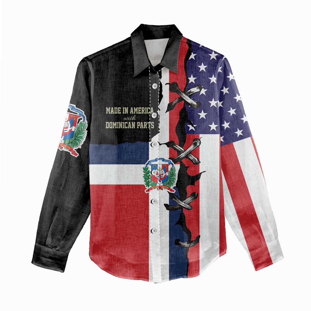 Dominican Republic Women Casual Shirt Made In America with Dominican Parts DT03