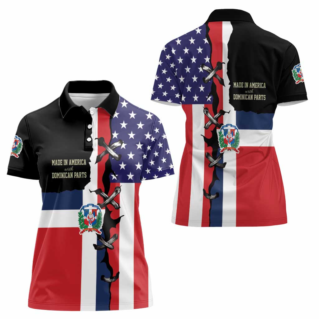 Dominican Republic Women Polo Shirt Made In America with Dominican Parts DT03